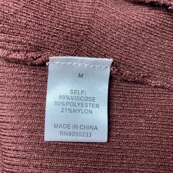 LA Hearts Ribbed Collared‎ Button Front Ruched Cropped Sweater Top Burgundy M - Picture 7 of 7